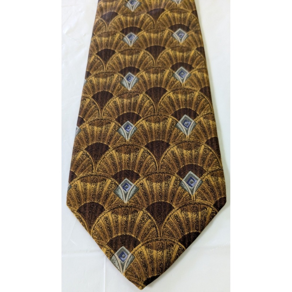 ROBERT TALBOTT Best Class Nordstrom Hand Sewn Tie Art Deco Geometric Fan 58x3.75